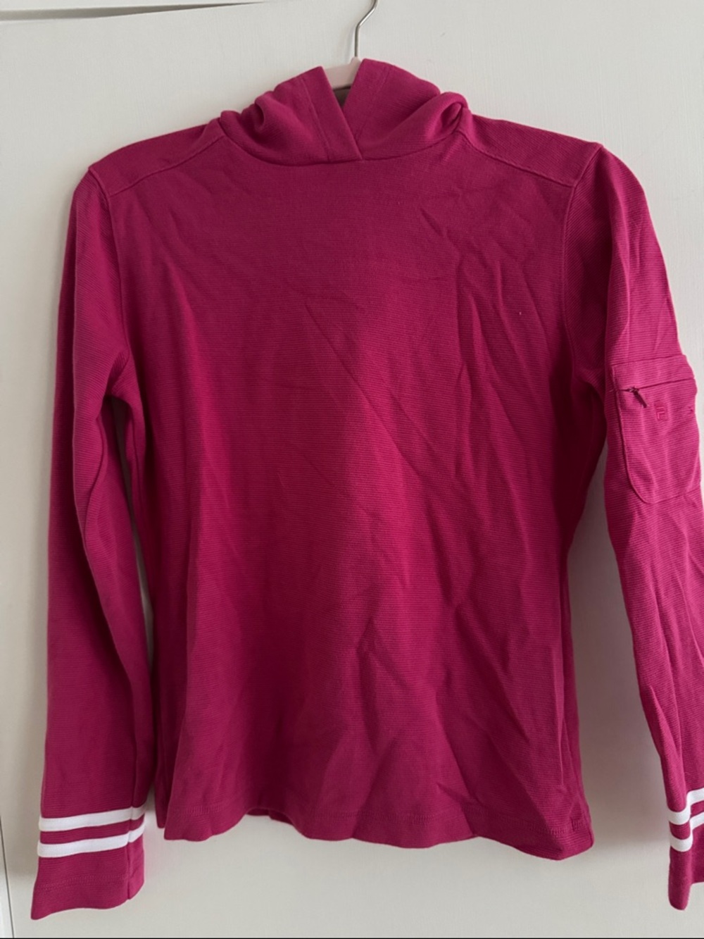 Fila Magenta Hoodie with White Stripe Cuffs